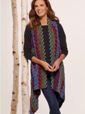 Soft Surroundings Multicolor Chevron Knit Vest